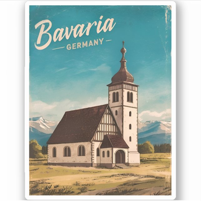 Adesivo Viagens vintage Baviera Alemanha - Cenário Retroat (Frente)