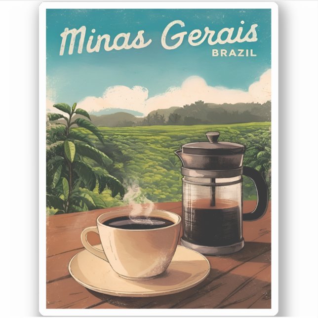 Adesivo Viagens vintage Brasil Fazenda Café Retrocêntrica (Frente)