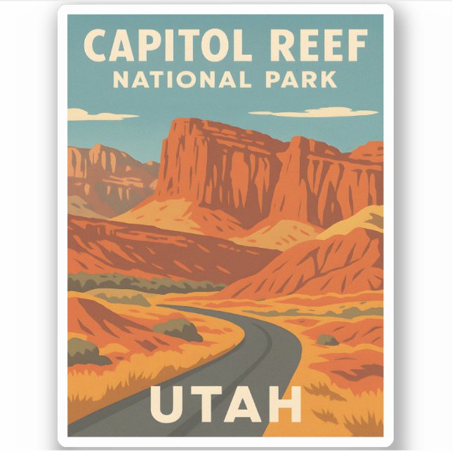 Adesivo Viagens vintage Capitol Reef National Park Utah (Frente)