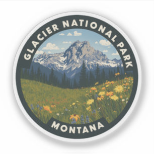 Adesivo Viagens vintage de Montana do Glacier National Par