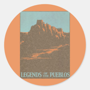 Adesivo Viagens vintage de Poster, Taos Pueblos, Novo Méxi