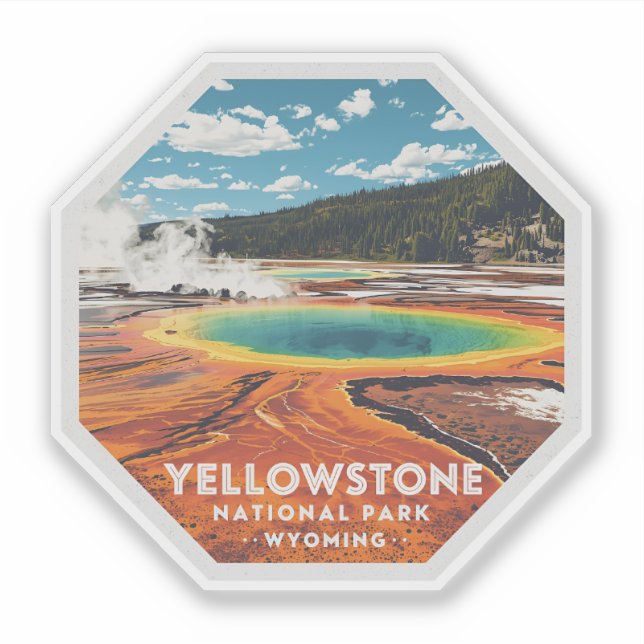 Adesivo Viagens vintage do Parque Nacional do Yellowstone  (Frente)