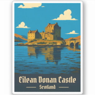 Adesivo Viagens vintage Eilean Donan Castle Scotland Retro