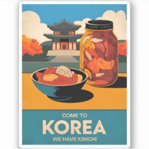 Adesivo Viagens vintage engraçada Coreia Kimchi Humor Retr