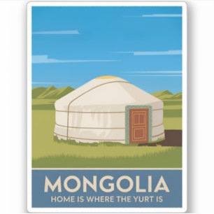 Adesivo Viagens vintage Engraçada Mongólia Yurt Estilo Ret