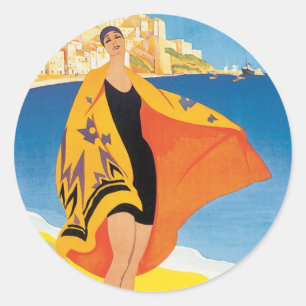 Adesivo Viagens vintage, Férias de Praia em Calvi, Córse