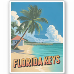 Adesivo Viagens vintage Florida Keys Beach Seaside Scenic