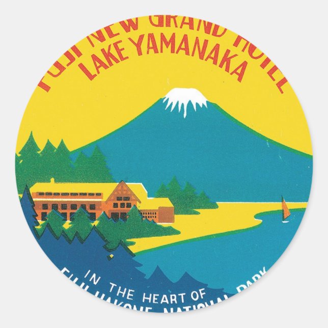 Adesivo Viagens vintage Fuji Japão — Arte do Hotel (Frente)