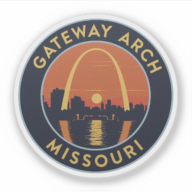 Adesivo Viagens vintage Gateway Arch Missouri (Frente)