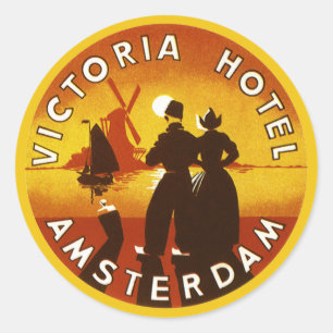 Adesivo Viagens vintage, Hotel Victoria, Amsterdã, Holanda