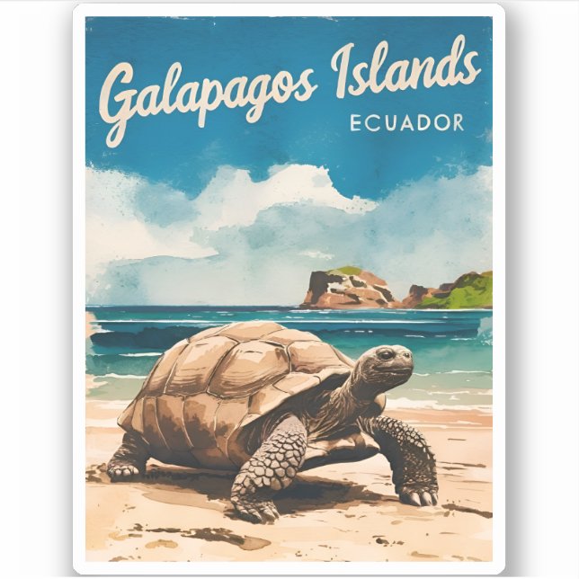 Adesivo Viagens vintage Ilhas Galápagos Retro Equador (Frente)