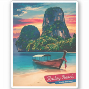 Adesivo Viagens vintage Krabi Tailândia Sunset Beach