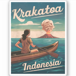 Adesivo Viagens vintage Krakatoa Indonésia Retrocêntrica