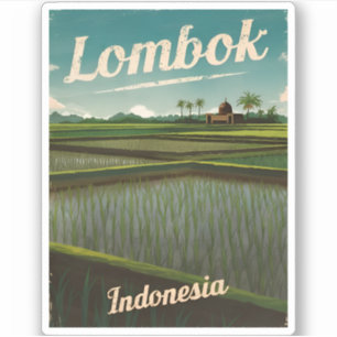 Adesivo Viagens vintage Lombok Indonésia - Cenário Retroat