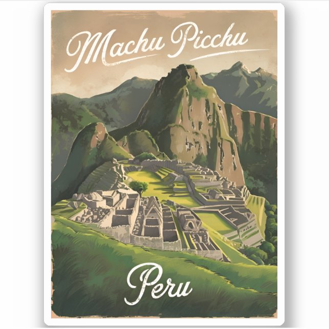 Adesivo Viagens vintage Machu Picchu Peru - Gráfico Retroa (Frente)