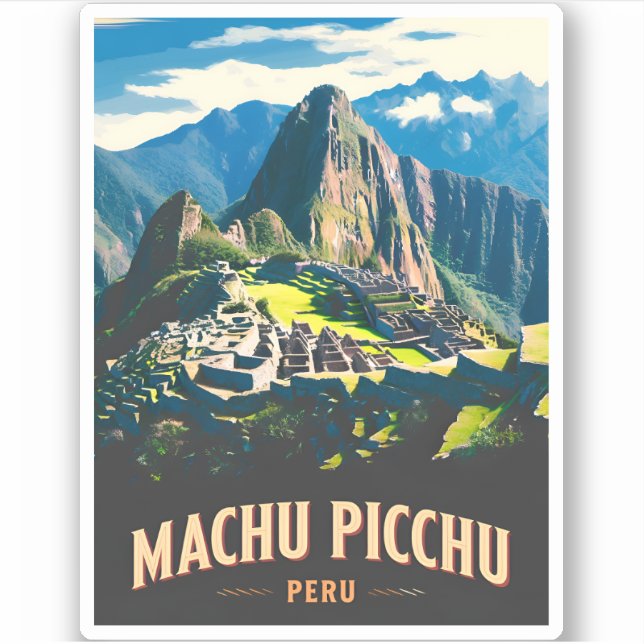 Adesivo Viagens vintage Machu Picchu Peru - Retrospectiva (Frente)