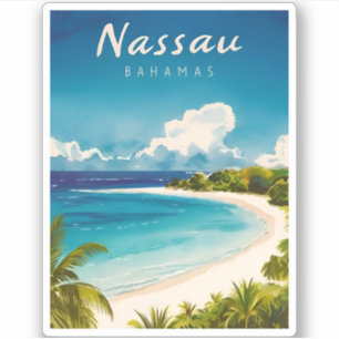 Adesivo Viagens vintage Nassau Bahamas Praia Retrocêntrica