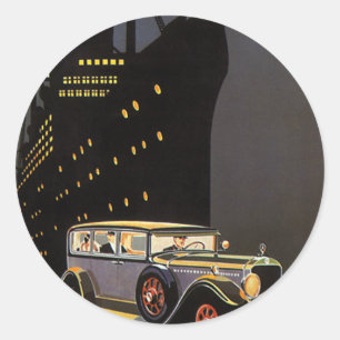 Adesivo Viagens vintage, navio de cruzeiro e carro antigo