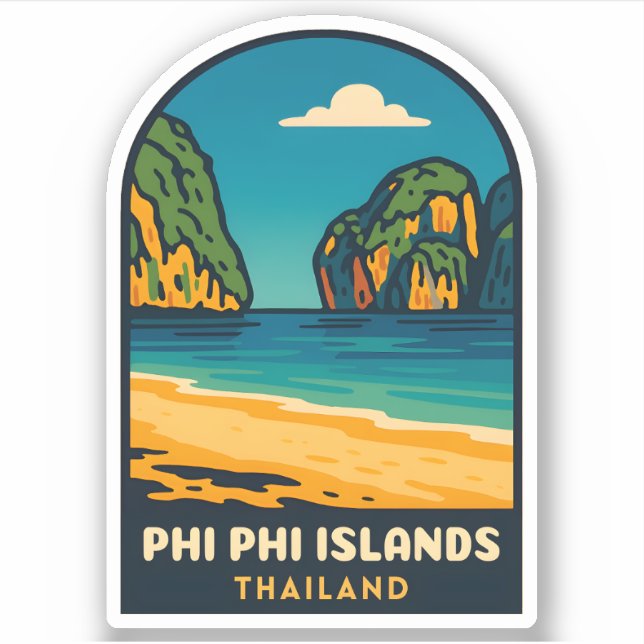 Adesivo Viagens vintage Phi Islands Thailand Beach (Frente)