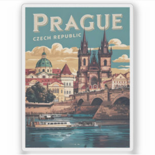 Adesivo viagens vintage praça República Tcheca presentes,