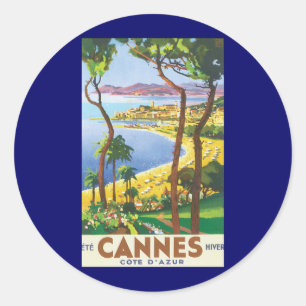 Adesivo Viagens vintage, Praia em Cannes, França