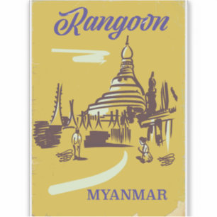 Adesivo Viagens vintage Rangoon Myanmar
