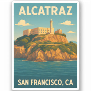 Adesivo Viagens vintage Retro Ilha Alcatraz San Francisco