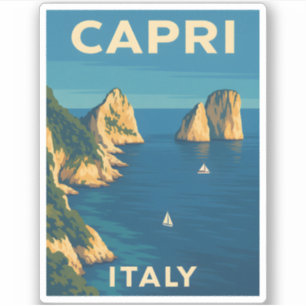 Adesivo Viagens vintage Retroativa Capri Itália Linha Cost