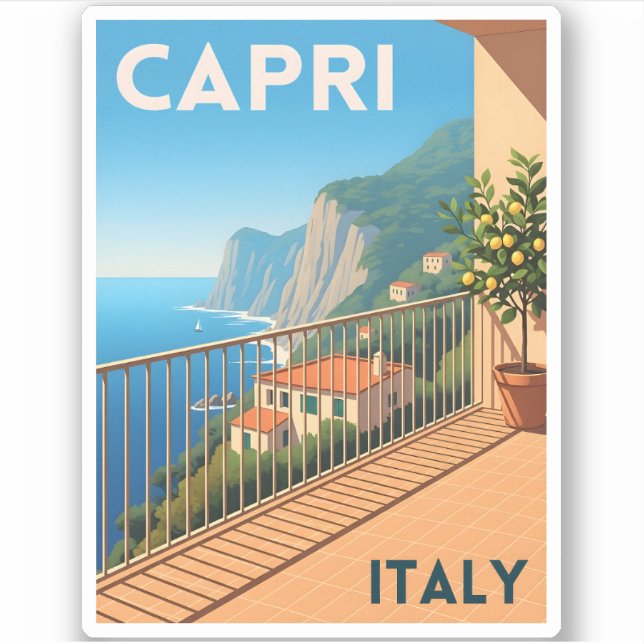 Adesivo Viagens vintage Retroativa Capri Itália Paisagem C (Frente)