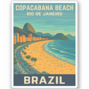 Adesivo Viagens vintage Rio de Janeiro Copacabana Beach