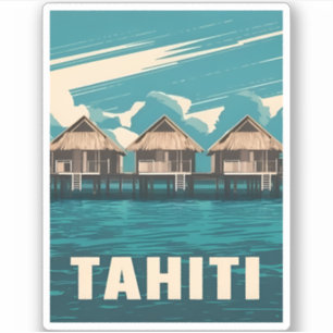 Adesivo Viagens vintage Tahiti Seanco Gráfico Retroativo