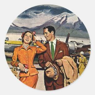 Adesivo Viagens vintage, turistas no aeroporto de Panagra