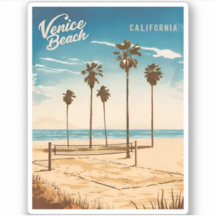 Adesivo Viagens vintage Venice Beach California Estilo Ret