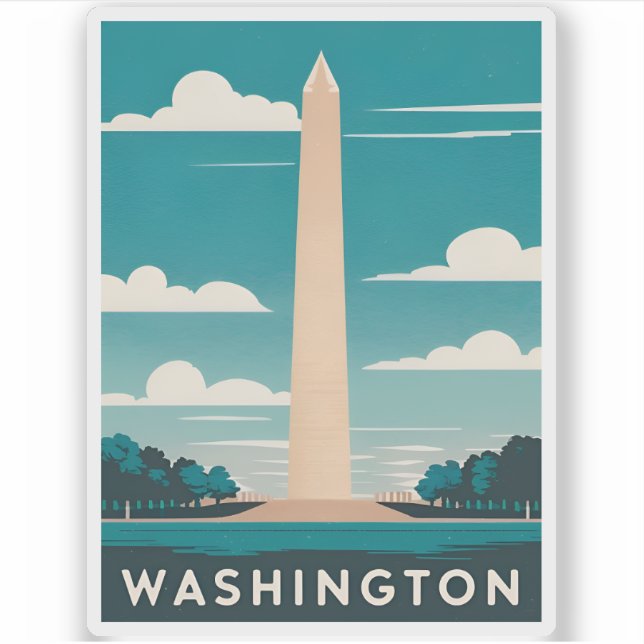 Adesivo Viagens vintage Washington Monumento Retroativo (Frente)