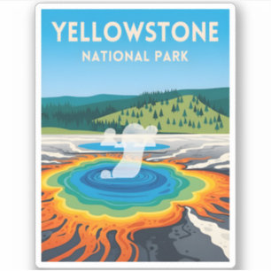 Adesivo Viagens vintage Yellowstone National Park Landscap