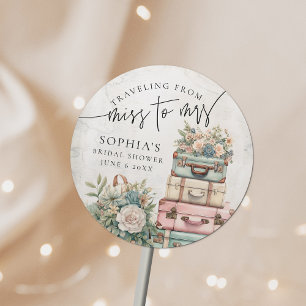 Adesivo Viajando Miss para a Sra. Vintage Floral Chá de pa