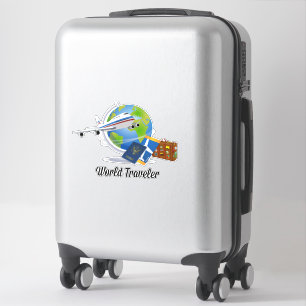 Adesivo Viajante mundial, avião, mala, passaporte... rua