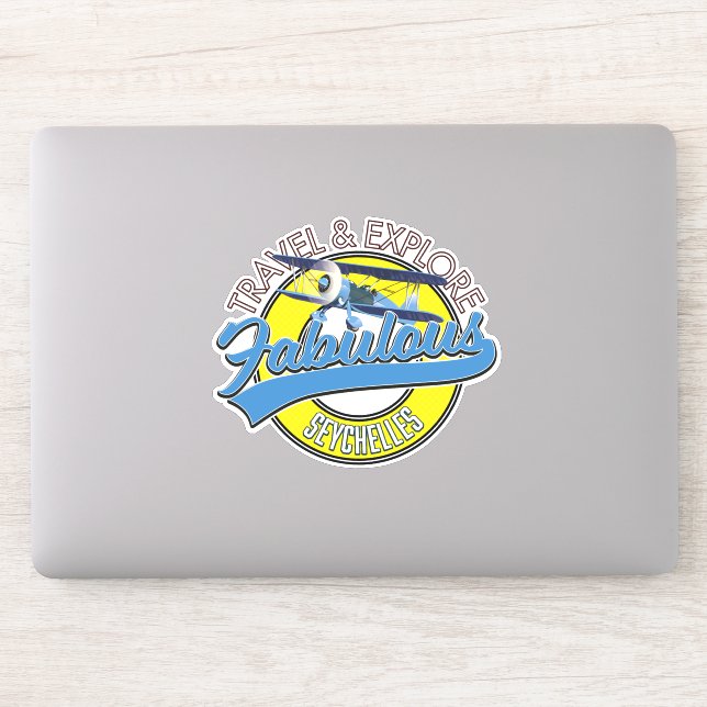 Adesivo viajar explorar fabulosas Seychelles logotipo (Computador)