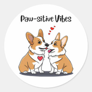 Adesivo Vibes Corgis Apaixonados