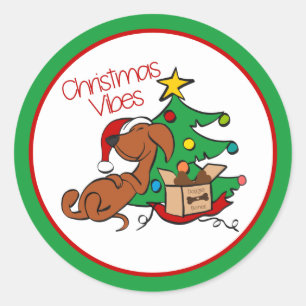 Adesivo Vibes de Natal Vachshund Dog Sticker