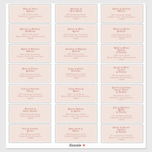 Adesivo Vibes de Retro Simples Blush Weds Guest Address