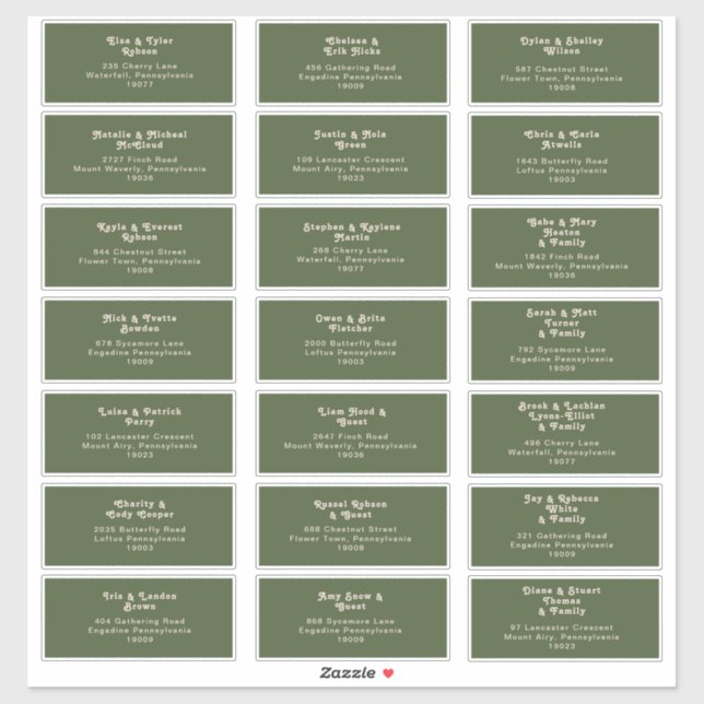 Adesivo Vibes de Retro Simples | Endereço de Convidado par (Folha)