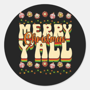 Adesivo Vibes Groovy Retro Hippie Feliz Natal Y Todos Xm