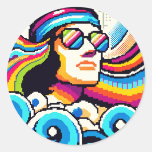 Adesivo Vibes Retroativas - Arte em Píxeis Groovy dos anos