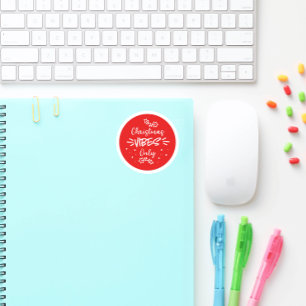 Adesivo Víblias de Natal Apenas Tipografia Branco Vermelho