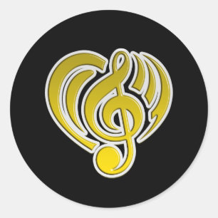 Adesivo Vibrações Amor Musical Coração Amarelo Nota Musica