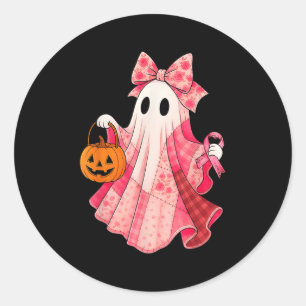 Adesivo Vibrações Assustadoras Fantasma Rosa Préppy Hallow