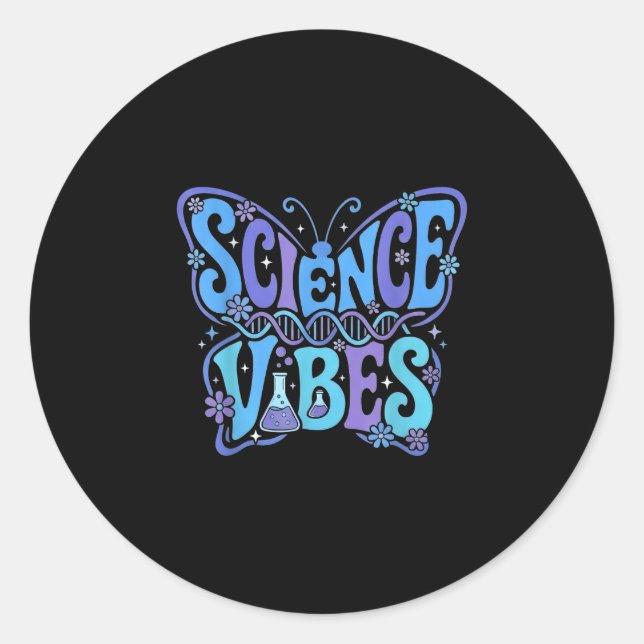 Adesivo Vibrações científicas groovy primeiro dia de volta (Frente)