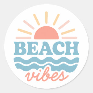 Adesivo Vibrações da Praia Pastel Retro Férias de Verão