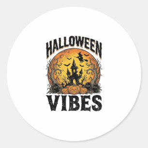 Adesivo Vibrações de Halloween Camisa Vintage Lua Assombra